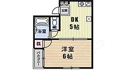 JPアパートメント港3 1DKの間取図画像