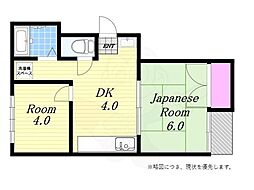 グレース壱番館 2DKの間取図画像
