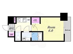 エスリード弁天町クレール 1Kの間取図画像