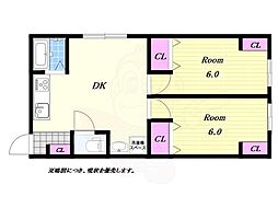第1ビル 2DKの間取図画像
