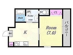 ヴィレッジ弁天 1Kの間取図画像