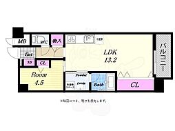 グローバル辰巳橋 1LDKの間取図画像