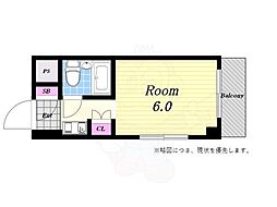 ポートヴィラ弁天2 ワンルームの間取図画像