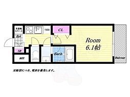 パークフラッツ弁天町駅前 1Kの間取図画像