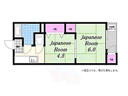 田中町住宅1棟 2Kの間取図画像