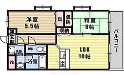 ベイタウン弁天 2LDKの間取図画像