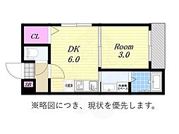 ハーモニーテラス伝法VI 1DKの間取図画像