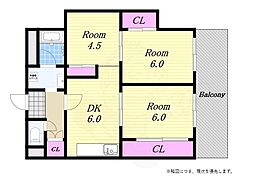グリーンパークハイツ 3DKの間取図画像