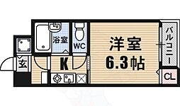 ベルシモンズ大阪港 1Kの間取図画像
