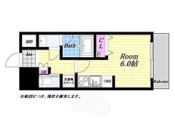 パークフラッツ弁天町駅前 ワンルームの間取図画像