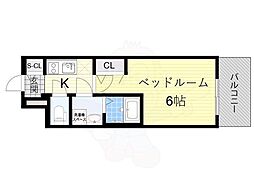 エスリードレジデンス大阪弁天町 1Kの間取図画像