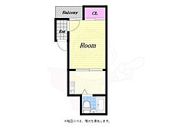 アヴァンス弁天町 1Kの間取図画像