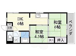 シルバーハイツ 2DKの間取図画像