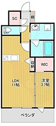 TEALRESIDENCESBAY 1LDKの間取図画像