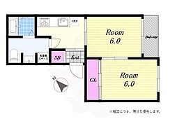 丸松マンション 2DKの間取図画像