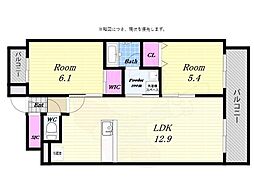 南市岡3丁目新築マンション 2LDKの間取図画像