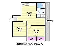 中元ビル 2LDKの間取図画像