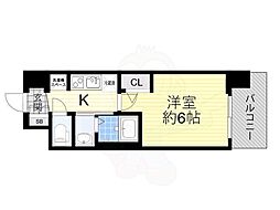エステムコート難波WEST-SIDEIXレデント 1Kの間取図画像
