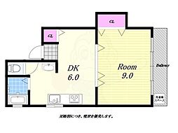 蔭山マンション 1DKの間取図画像