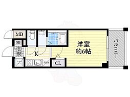 エスリード大阪ドームシティ 1Kの間取図画像