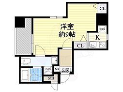 ウエンズ阿波座西 1Kの間取図画像