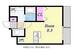 J-YERL朝潮橋 1Kの間取図画像
