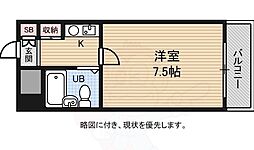 サンライズ千代崎 1Kの間取図画像