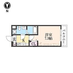 D.CLAREST CREST TAPP 二条 404 4階1Kの間取り