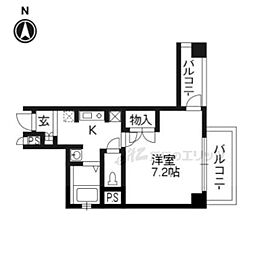 ベラジオ御所東 1Kの間取図画像