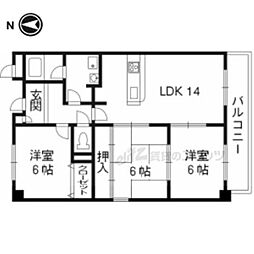 パレスサイドミヤビ 3LDKの間取図画像