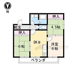 コンフォール北白川 3DKの間取図画像