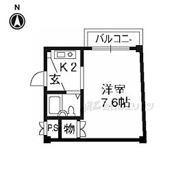 ヴィラ東海今熊野 1Kの間取図画像