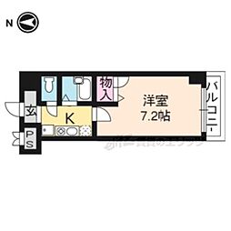 フォルトゥーナ四条 1Kの間取図画像