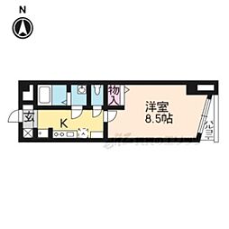 シャトーボヌール 1Kの間取図画像