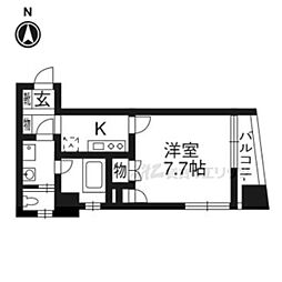 ホライズンタルシモガモ 1Kの間取図画像