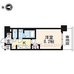プレサンスTHEKYOTO東福寺EAST 1Kの間取図画像