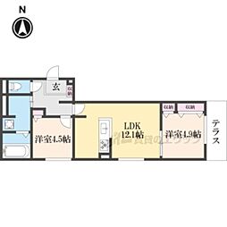 ラ・パール・デュー3 2LDKの間取図画像