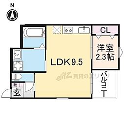 R-smart椥辻 1LDKの間取図画像