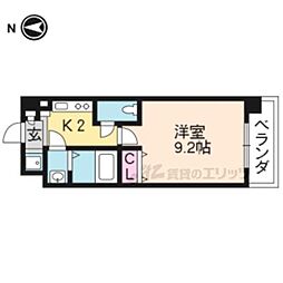 サンシティ烏丸高辻 1Kの間取図画像