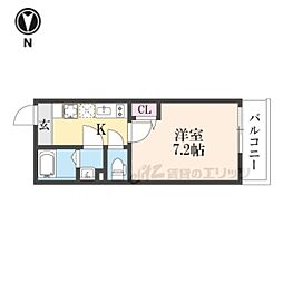 京都市山科区安朱中小路町マンション 1Kの間取図画像