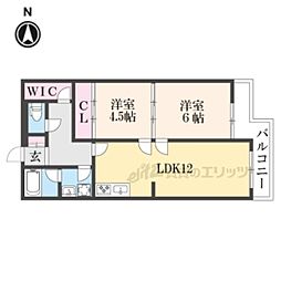 ビューハイツ京都山科 2LDKの間取図画像
