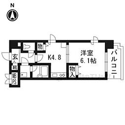 ライオンズマンション四条堀川 1DKの間取図画像