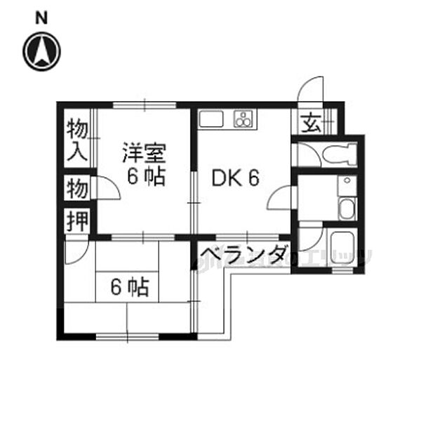 メイプル21 202｜京都府京都市右京区西院西今田町(賃貸マンション2DK・2階・40.50㎡)の写真 その2