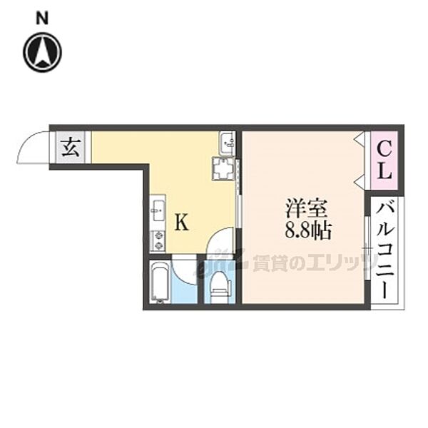 京都府京都市左京区吉田二本松町(賃貸マンション1K・2階・29.90㎡)の写真 その2