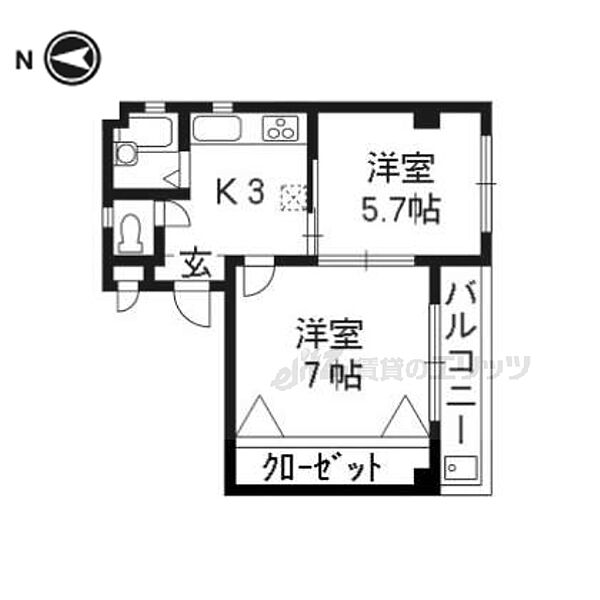 エクセルあおい 501｜京都府京都市左京区二条通川端東入８筋目石原町(賃貸マンション2K・5階・31.24㎡)の写真 その2