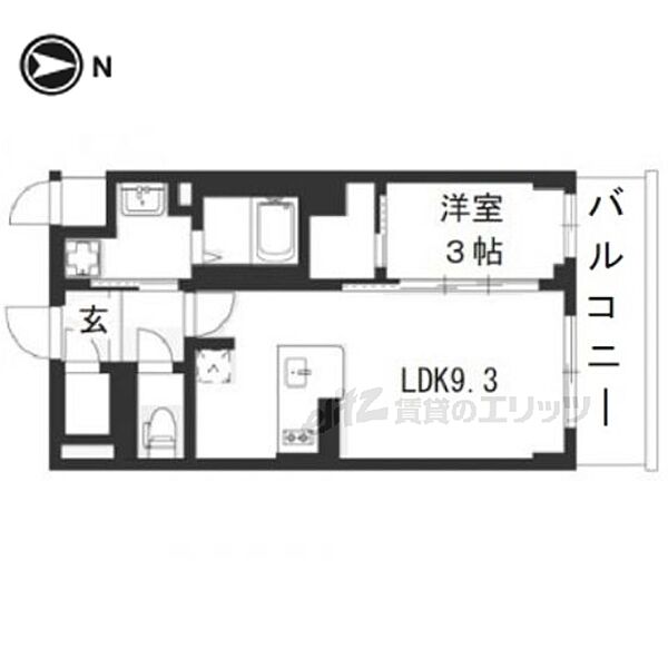 京都府京都市南区八条寺内町(賃貸マンション1LDK・3階・33.54㎡)の写真 その2