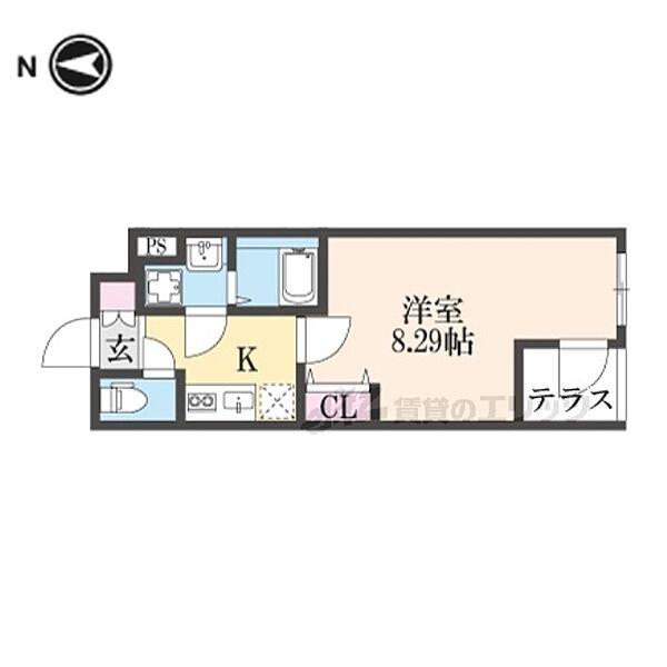 仮）京大北Ｂ棟 102｜京都府京都市左京区田中上大久保町(賃貸マンション1K・1階・25.68㎡)の写真 その2