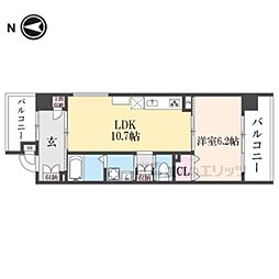 京都市営烏丸線 丸太町駅 徒歩6分の賃貸マンション 3階1LDKの間取り