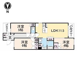 グランレ・ジェイド京都河原町 3LDKの間取図画像