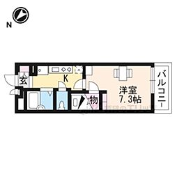 レオパレス若葉 2階1Kの間取り